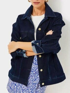 NWT! Lilly Pulitzer Brixley Denim Jacket Cosmic Wash Size XXS / XS